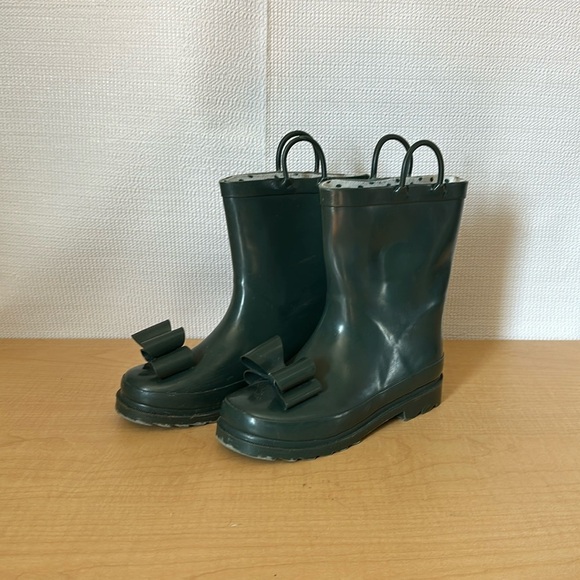 SWEET HONEY Girls Cheery Rain Boots Hunter Green Size 1 - Picture 1 of 5
